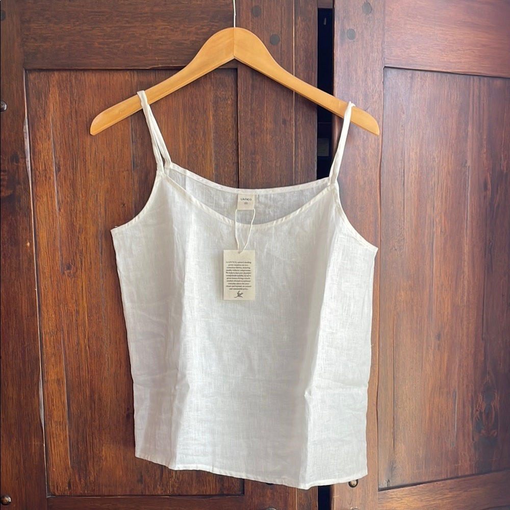 LINTICO - European Flax White Linen Spaghetti Strap Top
